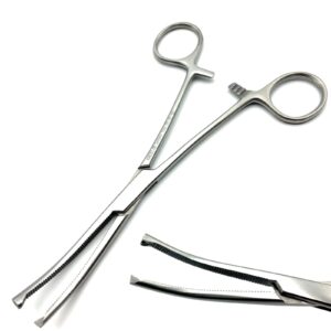 Kocher Hemostatic Forceps Curved Serrated Jaws 1 x 2 Teeth 12 cm