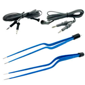 Bipolar Bayonet Forceps 1 mm, 1.5 mm x 20 cm w/ Cables (2 pcs)