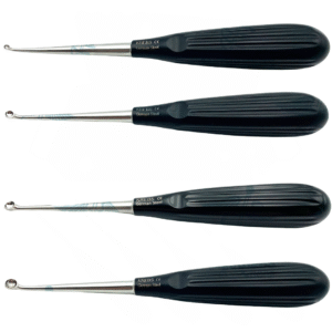 Spratt Brun Bone Curette Set w/ Sterilizing Tray, Curved Fig. 0-0000 x 17 cm